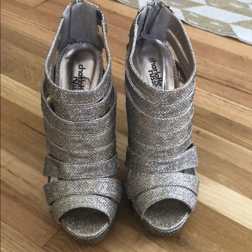 Gold sparkly heels